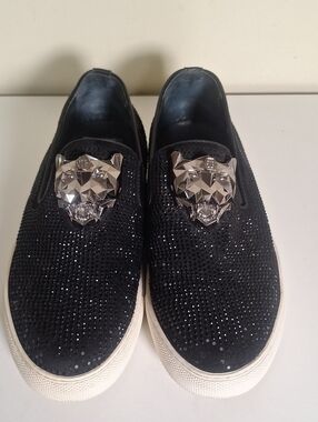 Phillip Plein Crystal Panther Fight Club Slip On Men's Shoes Size EU 42